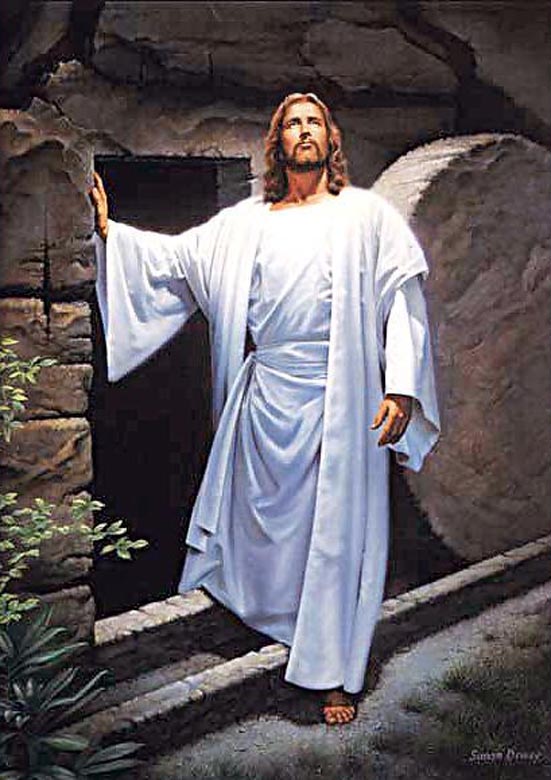 Jesus leaving his tomb after the third day